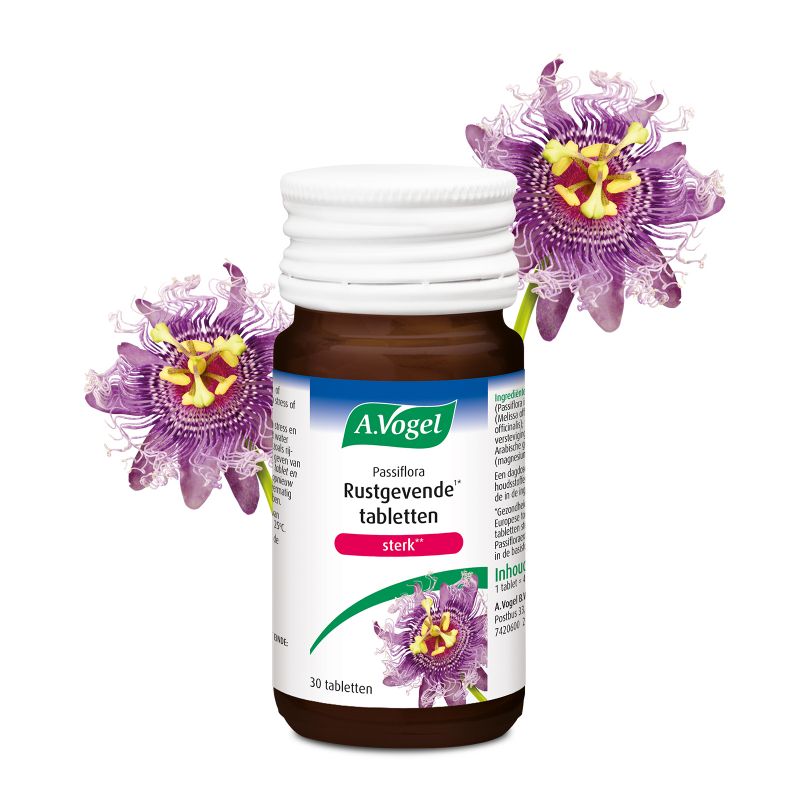 Uit verpakking Passiflora Rustgevende Sterk tabletten voorkant